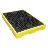 Low-profile spill containment pallet for 2 drums, with grating, 130 l, 1260 x 860 x 150 mm