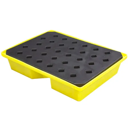 Spill tray with grid for small containers, yellow