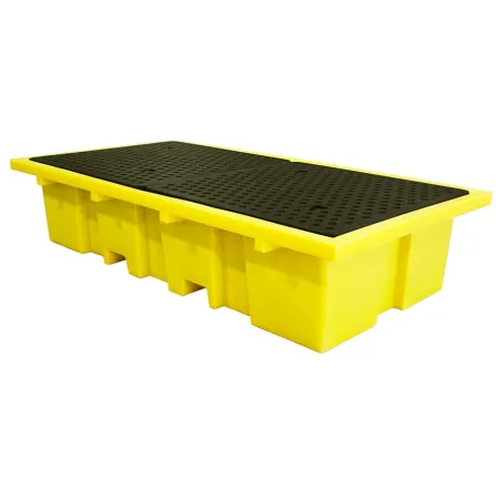 Capture tray with grating for 2 IBCs 2550 x 1350 x 565 mm, yellow