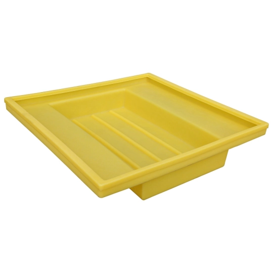 Spill tray without grating for rack under pallet yellow