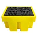 Spill containment tray with grating for 1 barrel 900 x 700 x 525 mm, yellow