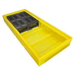 Spill containment tray with grating for 3 drums, low profile 1785 x 780 x 240 mm