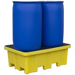 Spill containment pallet with grating for 2 drums, increased load capacity 1220 x 820 x 450 mm