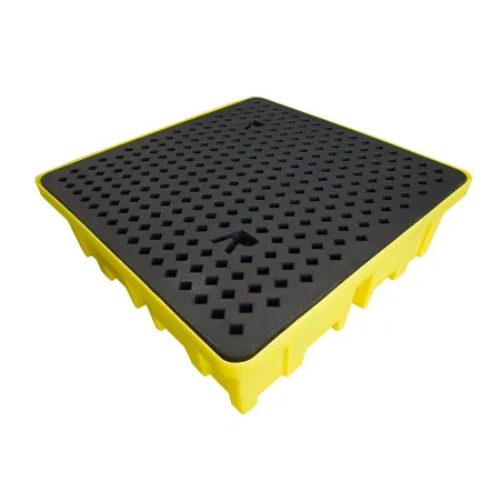 Spill containment tray, increased load capacity with grating for 4 drums