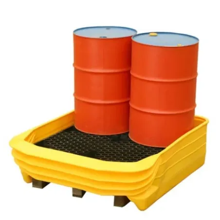 Spill containment sump without grating for 4 drums, yellow