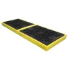 Low-profile drip tray for 4 drums with grating 300 L, 2610 x 895 x 150 mm