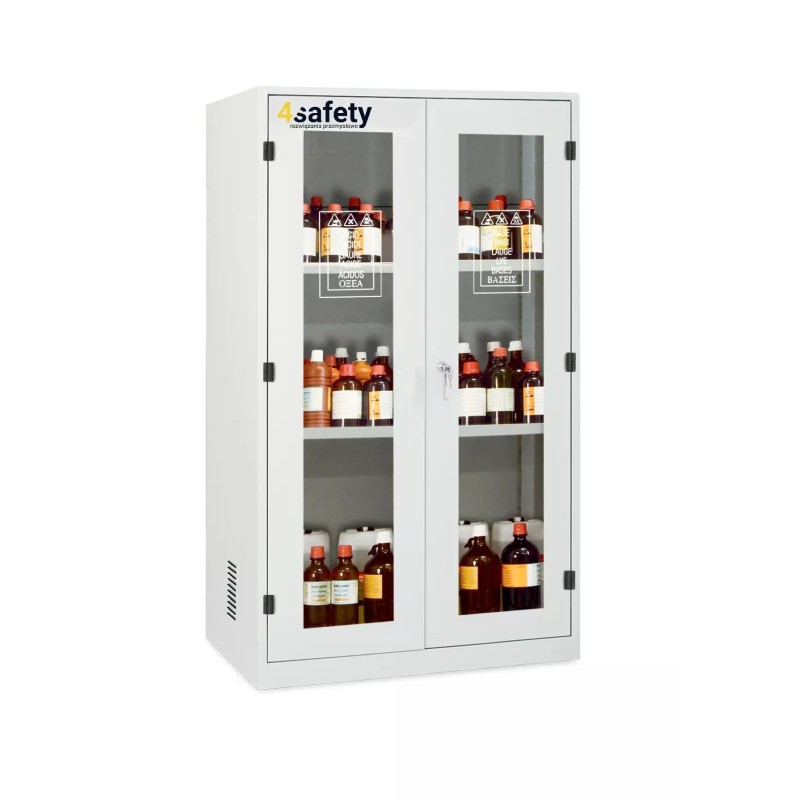 Szafa zabezpieczająca MULTIRISK na chemikalia i substancje żrące z przeszklonymi drzwiami rozmiar XL 1200 x 600 x 1950 mm