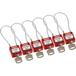 Nylon padlock, compact body, cable shackle