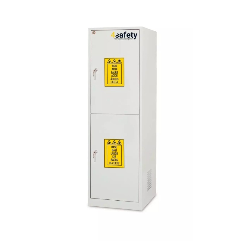 Szafa zabezpieczająca na chemikalia i substancje żrące ze ścianą działową rozmiar M 600 x 600 x 1950 mm
