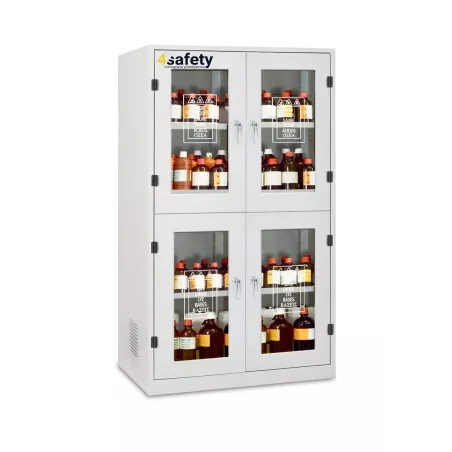 Safety cabinet for chemicals and corrosive substances with partition walls and glazed doors size XL 1200 x 600 x 1