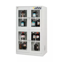 Safety cabinet for chemicals and corrosive substances with partition walls and glazed doors size XL 1140 x 600 x 1