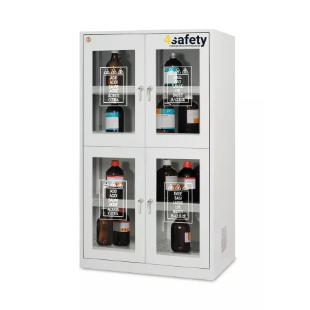 Safety cabinet for chemicals and corrosive substances with partition walls and glazed doors size XL 1140 x 600 x 1