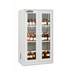 Safety cabinet for chemicals and corrosive substances with partition wall and glazed doors size XL 1140 x 600 x 1950