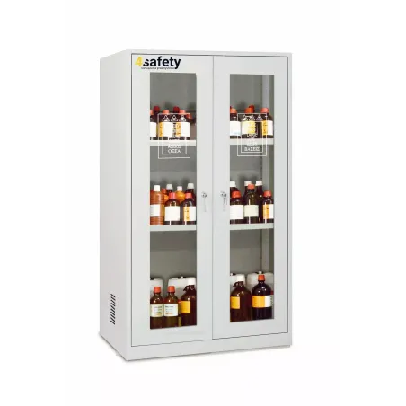 Safety cabinet for chemicals and corrosive substances with a partition wall and glass doors size XL 1140 x 600 x 1950