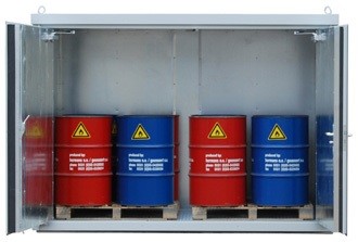 Kontener jednopoziomowy na 2 IBC / 3 euro palety F60 ognioodporny Kontener jednopoziomowy na 2 IBC / 3 euro palety F60 ognioodporny