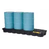 Spill containment tray for 4 drums with grating 284 l, 2464 x 635 x 229 mm
