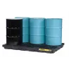 Low-profile spill containment tray for 6 drums with grating, 276 l, 1854 x 1245 x 140 mm