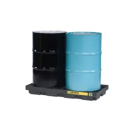 Low-profile spill tray for 2 drums with grate 90 l, 1245 x 635 x 140 mm