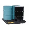 Low-profile spill containment sump for 4 drums with grating, 185 l, 1245 x 1245 x 140 mm