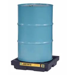 Low-profile spill containment tray for 1 barrel with grating 45 l, 635 x 635 x 140 mm