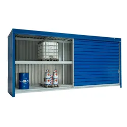 Two-level container for 6 IBCs / 8 Euro pallets, opening doors, uninsulated
