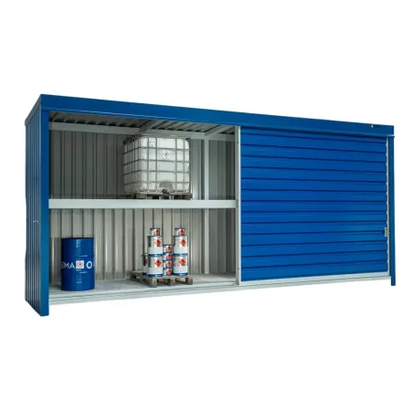 Two-level container for 6 IBCs / 8 Euro pallets, opening doors