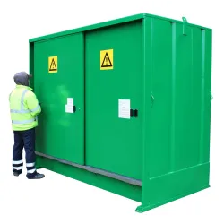 Uninsulated container for storing 8 barrels vertically and horizontally 3000 x 1500 x 2405 mm