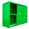 Uninsulated two-level container for storing 24 barrels