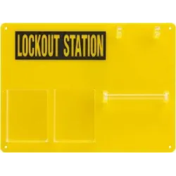LOTO station for padlocks and lockout devices, open, acrylic