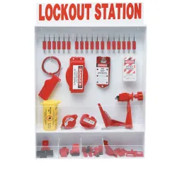 LOTO station for padlocks and lockout devices, adjustable, open, polystyrene