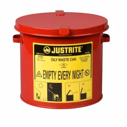 Safety container for oily waste, steel, countertop, manual opening, 8 l, FM