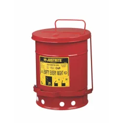 Safety container for oily waste, steel, foot opening, 23 l, FM, TÜV