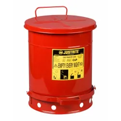 Safety container for oily waste, steel, foot opening, 38 l, FM, TÜV