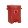 Pojemnik zabezpieczający na odpady stwarzające zagrożenie biologiczne, polietylen, otwarcie nożne, 23 l, czerwony, FM