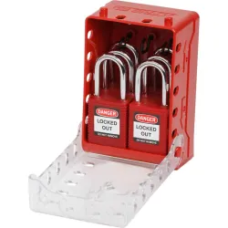 Compact group lockout box + 6 padlocks