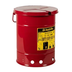 Safety container for oily waste, steel, manual opening, 38 l, FM