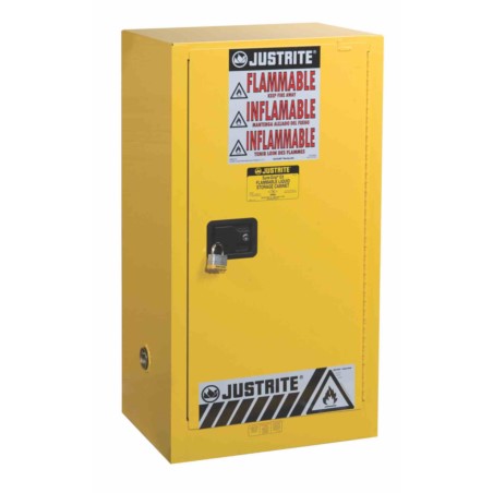 Szafa zabezpieczająca 57 l jednodrzwiowa zamknięcie automatyczne 1118 x 591 x 457 mm Szafa zabezpieczająca 57 l jednodrzwiowa zamknięcie automatyczne 1118 x 591 x 457 mm