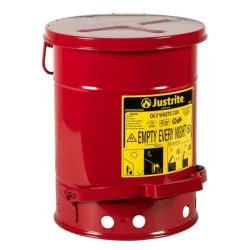 Safety container for oily waste, steel, sound-dampening insert, foot opening, 23 l, FM, TÜV