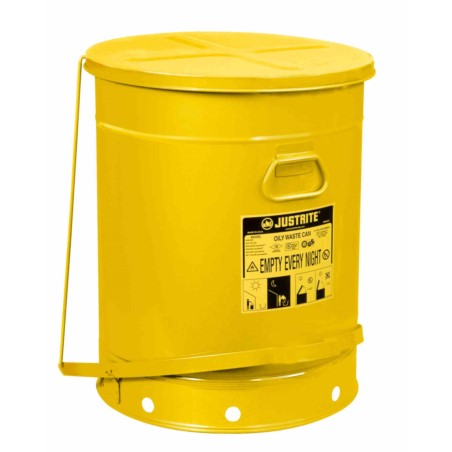 Pojemnik zabezpieczający na odpady zaolejone, stal, otwarcie nożne, 80 l, żółty, FM, TÜV