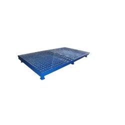 Collection tray with grating and feet, painted steel ECONOMY for 2 IBC 1300 x 2300 x 200 mm