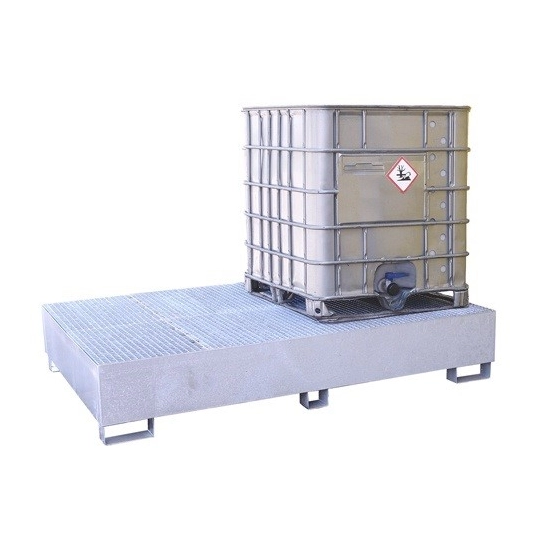 Wanna wychwytowa z kratownicą i stopami, stalowa ocynkowana pod 2 IBC 1300 x 2300 x 430 mm
