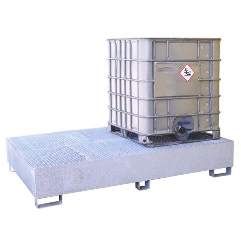 Wanna wychwytowa z kratownicą i stopami, stalowa ocynkowana pod 2 IBC 1300 x 2300 x 430 mm