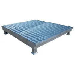 Drip tray with grating and feet, galvanized steel for 2 drums 1200 x 800 x 380 mm