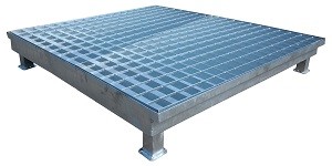 Wanna wychwytowa z kratownicą i stopami, stalowa ocynkowana pod 2 beczki 1200 x 800 x 380 mm