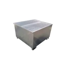 Spill containment sump with grating and feet, galvanized steel for 1 IBC 1150 x 1300 x 780 mm
