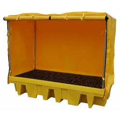 Workstation with tarpaulin for 2 IBC 2560 x 1350 x 2140 mm