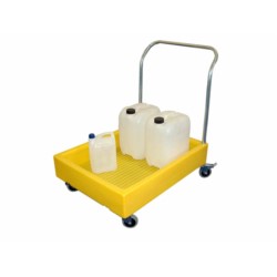 Wózek do transportu małych pojemników polietylenowy z uchwytem 1000 x 700 x 1000 mm, żółty