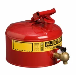 Safety container for flammable substances, steel, swing handle, tap facilitating dispensing, 9 l, red, FM