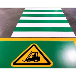 Painting pictograms on the floor along with substrate preparation