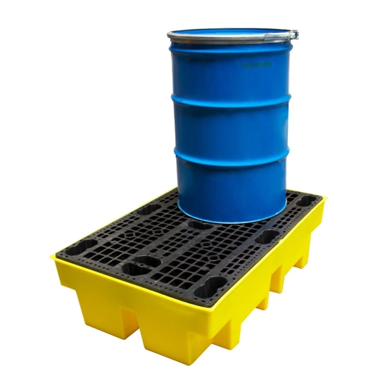Wanna wychwytowa z kratownicą pod 2 beczki 1220 x 820 x 330 mm, żółta